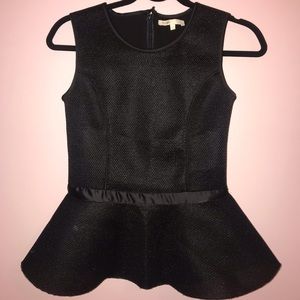 BLACK MESH PEPLUM TOP